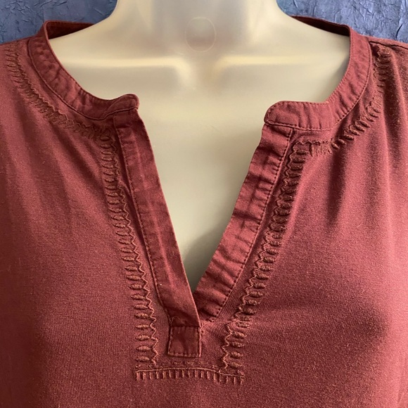 LOFT Embroidered Top in Burgundy Size M - Picture 7 of 11